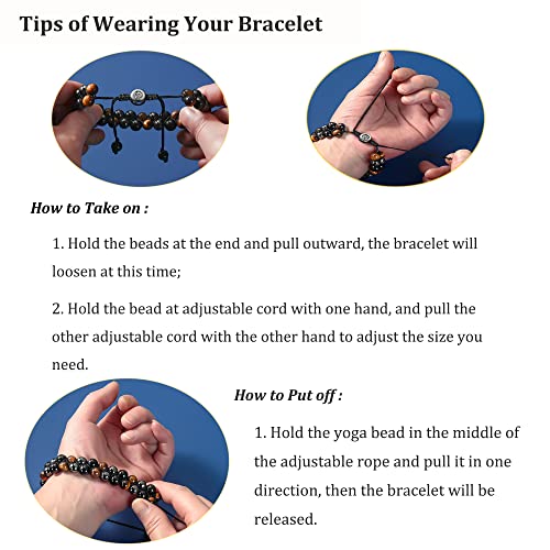 Triple Protection Bracelets For Men Women,Tiger Eye Hematite Obsidian Beaded Healing Crystal Bracelets For Men Braided Rope Adjustble Protection Bracelet For Women Men Hematite Necklace Jewelry Gifts #TOP6