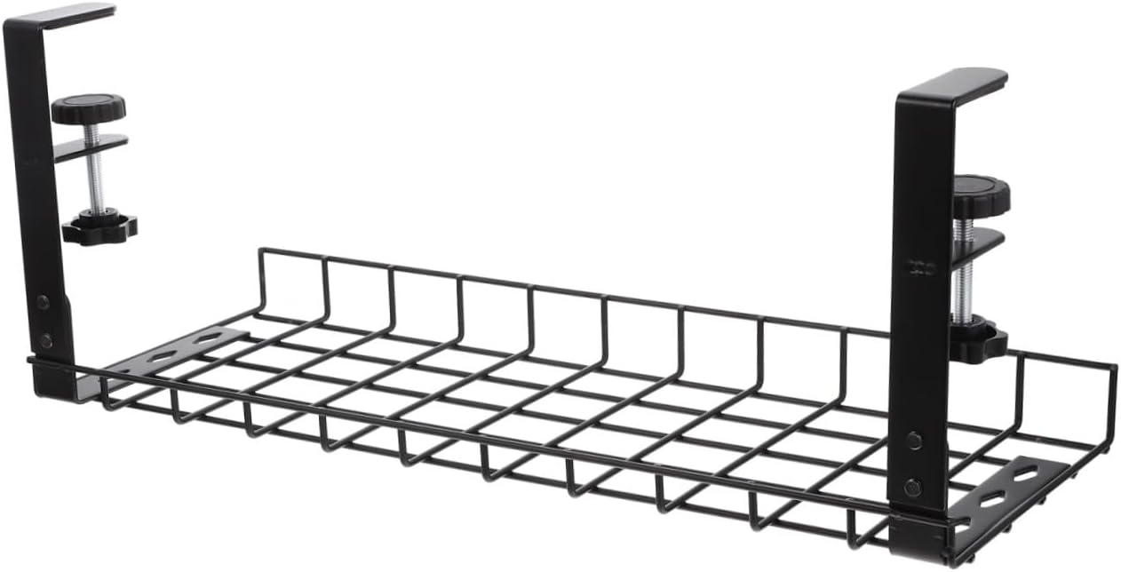 VILLCASE Desk Cable Management Tray Cable Storage Rack No Drill Black 500mm Wire Organizer for Office Desk Cord Holder