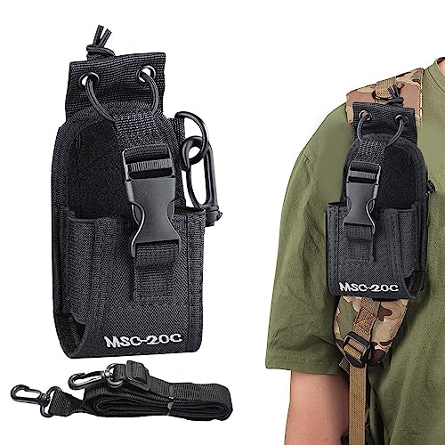 wynott Multi-function Pouch Case Holder Radio Holder Walkie Talkie Holder Adjustable Nylon Radio Case Holder Holster with Shoulder Strap for Two GPS Phone Way Radio,for Police Fireman Security Officer