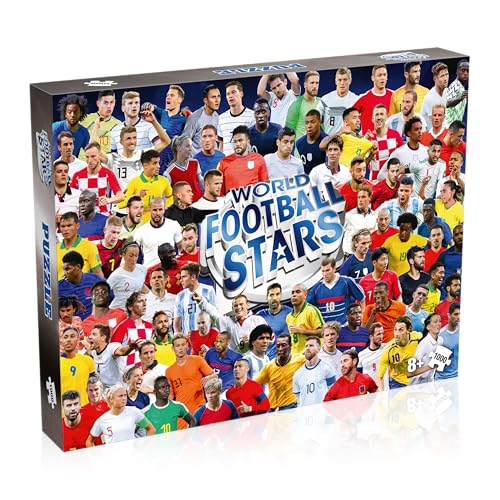 Winning Moves World Football Stars 1000-teiliges Puzzlespiel, Fußballspieler wie Harry Kane, Pele, Maradona, Lucy Bronze und Carli Lloyd, für Spieler ab 4 Jahren