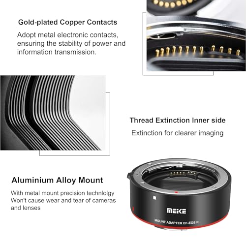 Meike Metall-Objektivadapter EF-EOSR Autofokus Mount Konverter für Canon EF/EF-S Objektiv auf EOS-R EOS-RP R5 R6 und Red Komodo Kameras