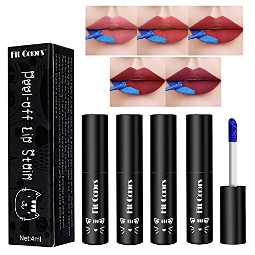 5 Pcs Lip Stain Peel Off, Matte Lip Gloss Kit Long Lasting Waterproof, Non-Stick Cup Peel Off Lip Stain For Women Girls Makeup Liquid Lipstick #TOP8