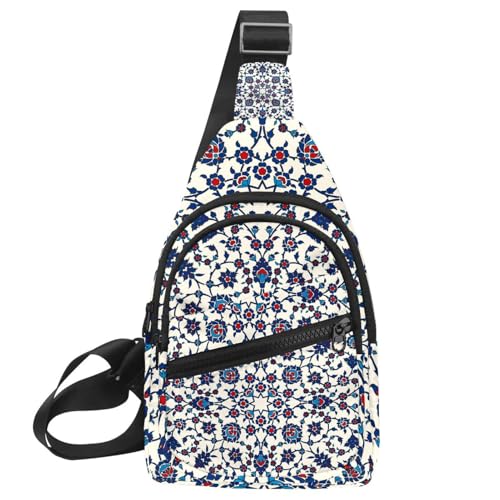 Sac à dos à bandoulière Arabesque multicolore avec 6 poches zippées