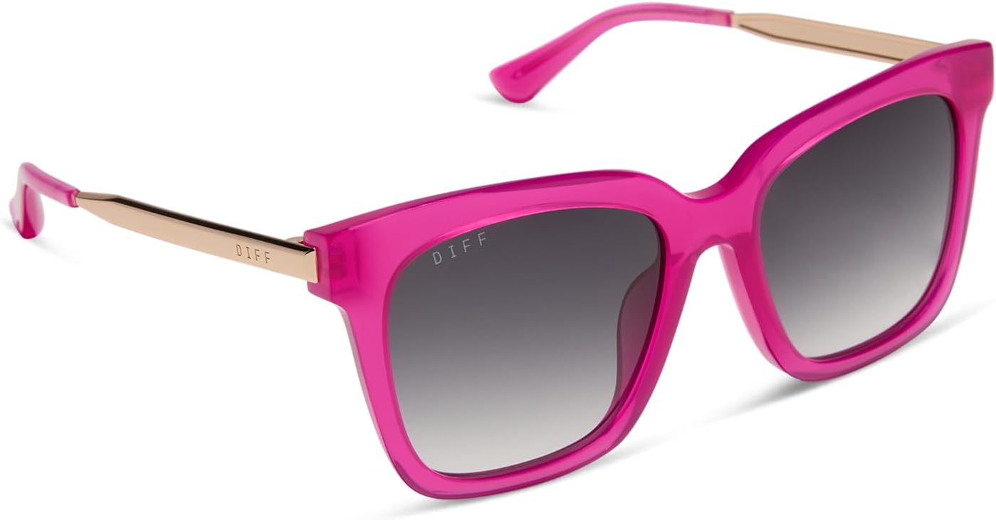 DIFF Bella Square Sunglasses for Women UV400 Protection, Designer Fashion Trendy glasses includes travel case
