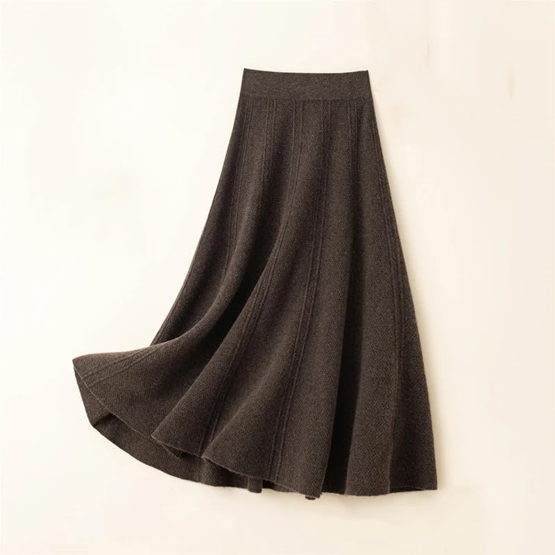 REHJJDFD Jupe parapluie en tricot taille haute pour femme - Automne et hiver - Jupe en laine