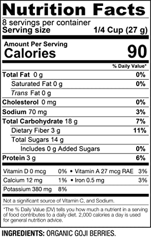 Bareorganics Sun Dried Goji Berries, Organic, Superfood, 8 Oz #TOP3