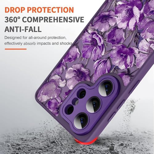 Coque Samsung S26 Ultra MagSafe fleurs violette TPU souple antichoc
