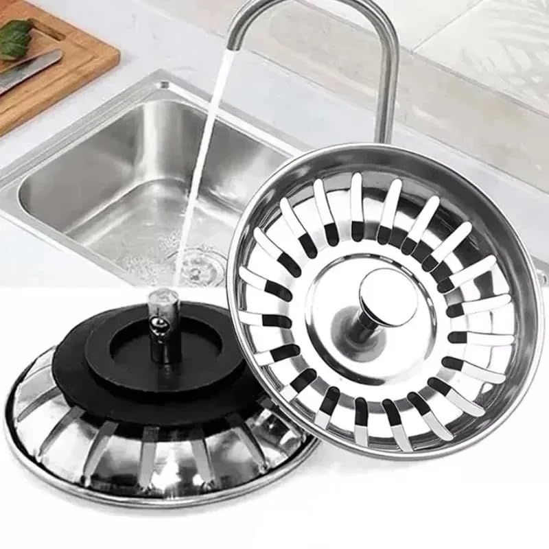 2 piezas colador y tapón para fregadero de cocina diámetro 80 mm