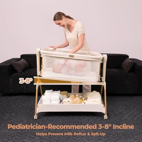 image for Ezebaby Baby Bassinet Bedside Sleeper: 3-in-1 Rocking Bassinet for Bab