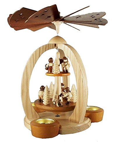 Rudolphs Schatzkiste Pyramid of forest people two-story with tealight and candle 28cm table pyramid Erzgebirge wood