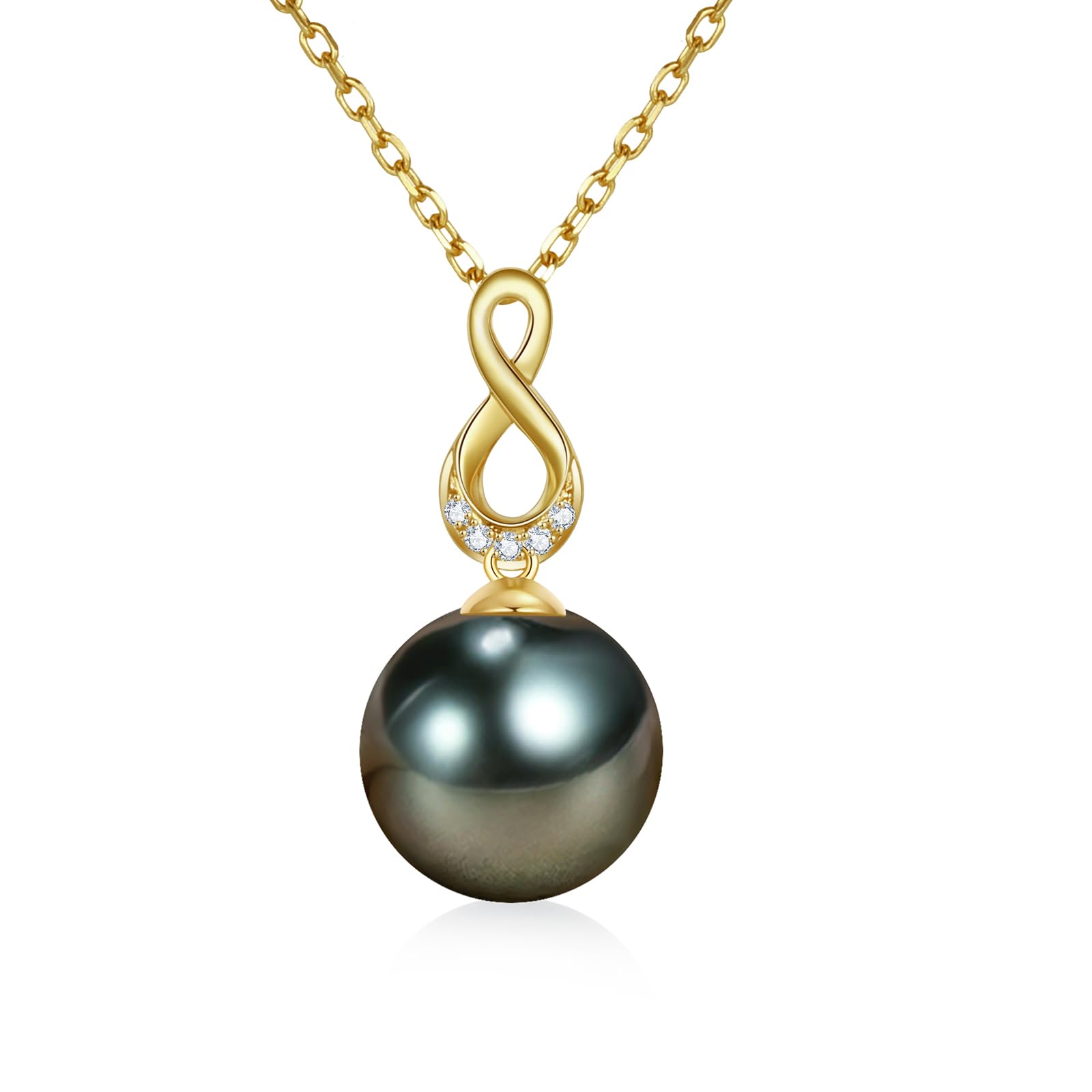 Collar de Perlas Infinitas Negras de Tahití - Regalo para Esposa, Mujeres, Aniversario, Día de la Madre, Cumpleaños, Navidad, San Valentín