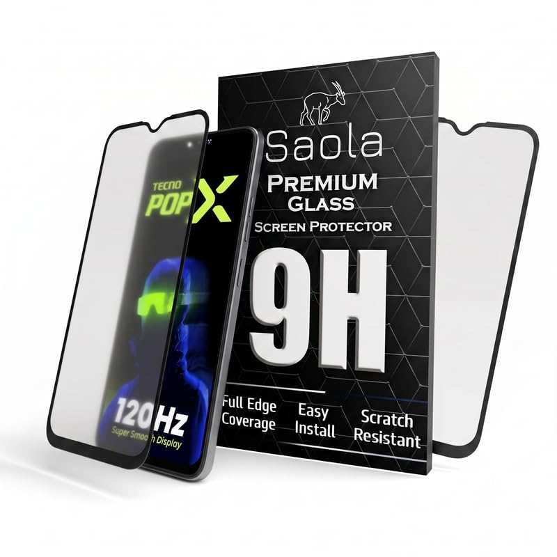 Image of Saola HD Matte Tempered Glass With 18H Hardness For Tecno Pop X 4G (PACK OF 1) with Hassle-less Installation Kit. Full screen Coverage. 6.74 inch