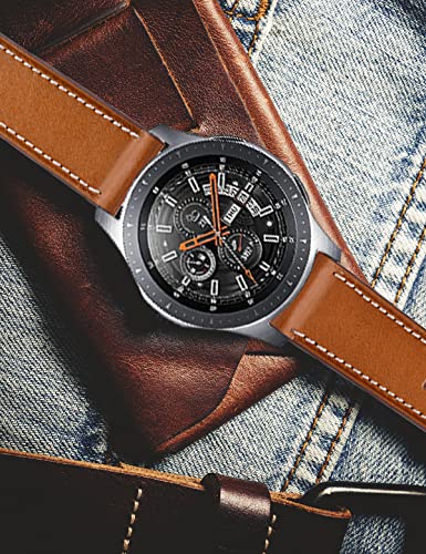 Olytop Galaxy Watch 3 45mm Bands/Galaxy Watch 46mm Bands/Gear S3 Bands, 22mm Leather Wristband Strap Women Men for Smaung Galaxy Watch 46mm/Gear S3 Frontier/Galaxy Watch 3 45mm, Brown - image 4