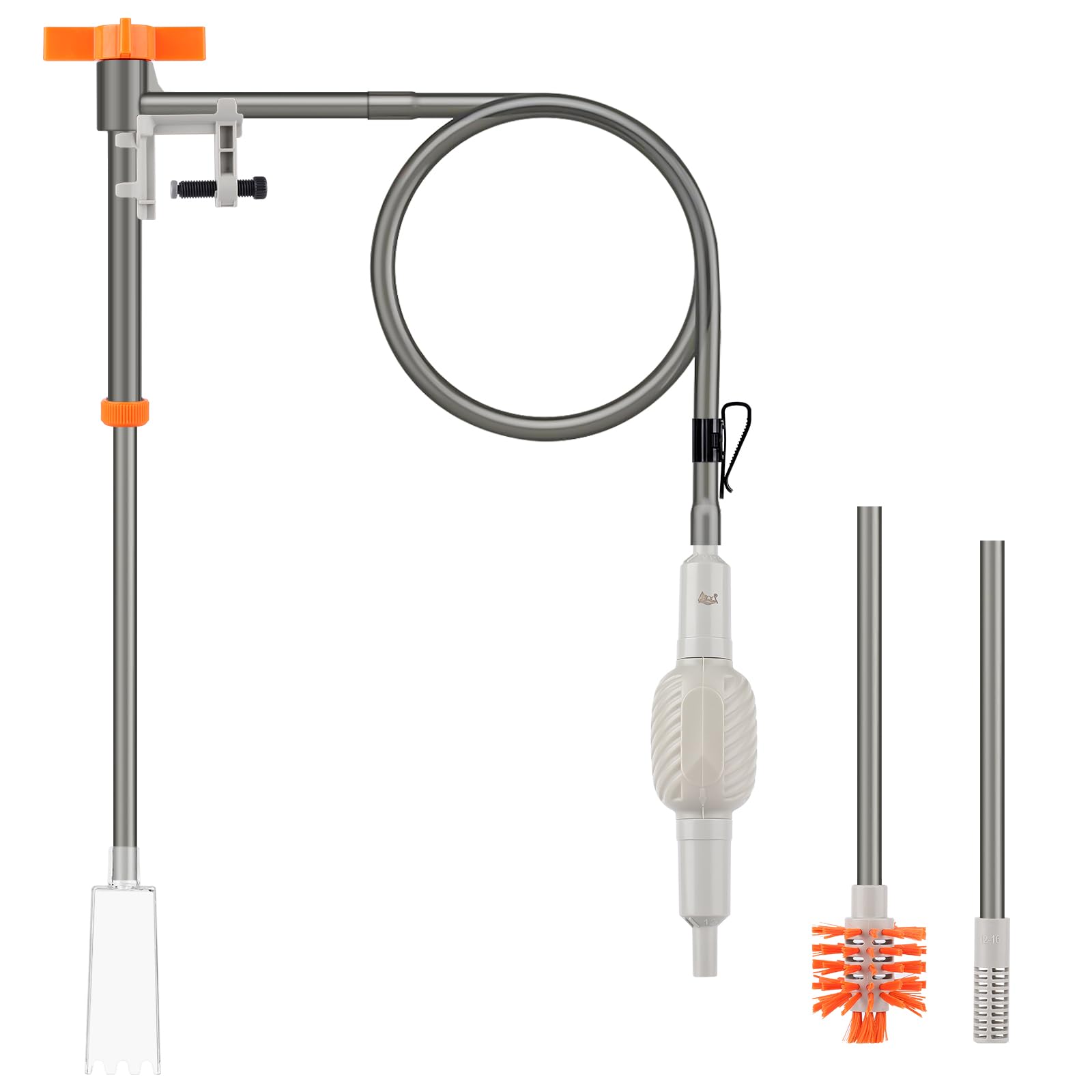 AQQA Mulmsauger Aquarium, Aquarium Sauger Bodengrund Reinigen, 3-in-1 Aquarium Reiniger mit Einstellbarer Wasserdurchfluss, Manueller Wasserwechsel und Sandreinigung (AQ177-M)