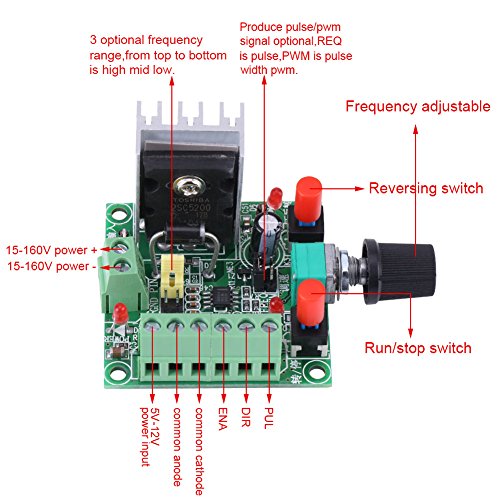 Walfront PWN Controller Signal Generator 15-160V / 5-12V Stepper Motor Controller Adjustable Frequency Speed Regulator Board for Controlling Motor by Walfront - Used condition - Image 8