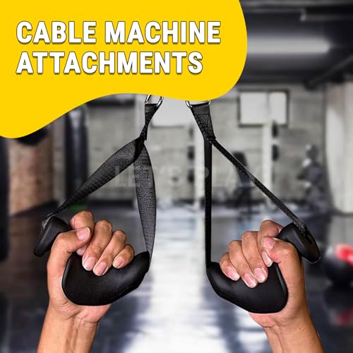 Image of LET'S PLAY Ergonomic Gym Handles, D Handle Grip, Cable Machine Handles for T-Row, Pullers, Gym Handles for Cables, Strength Trainers and Tricep Exercise Machine Attachment (Set of 2)