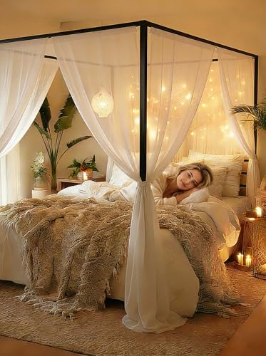 YITAHOME Canopy Bed Frame Metal Four Posters 14 Inch Platform