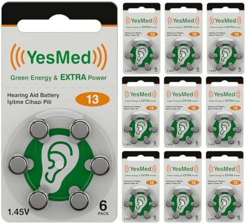 YesMed Extra Power 13 Numara İşitme Cihazı Pili (10 Paket x 6 Adet = 60 Adet Pil) - Görsel 1