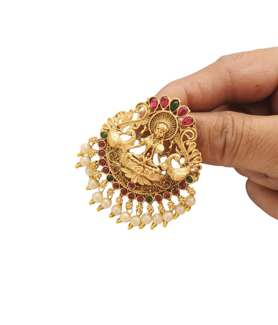 KGr Splash Lakshmi Design White BEads Hangings Short Single Jada Billai For Hair-image-31