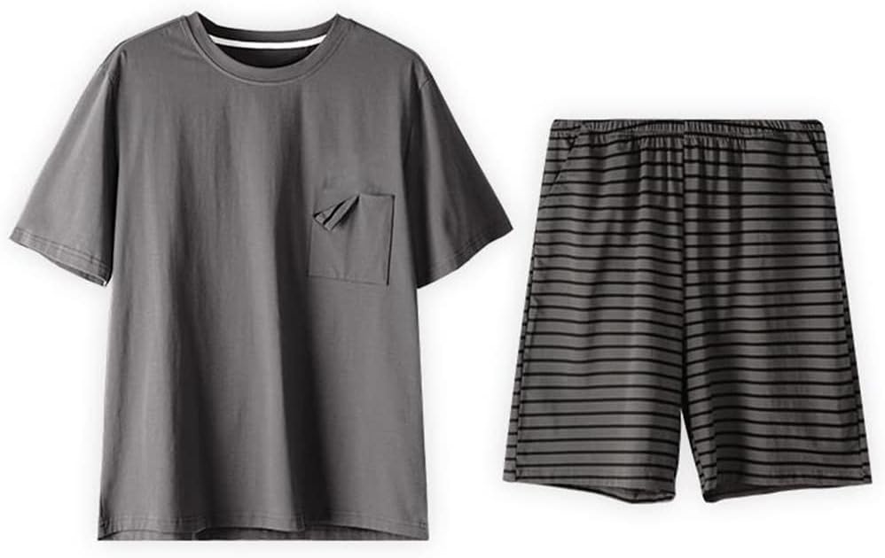 Striped Gray Pants Pajamas Cotton Short Sleeves Trousers Half Can Be Worn Outside