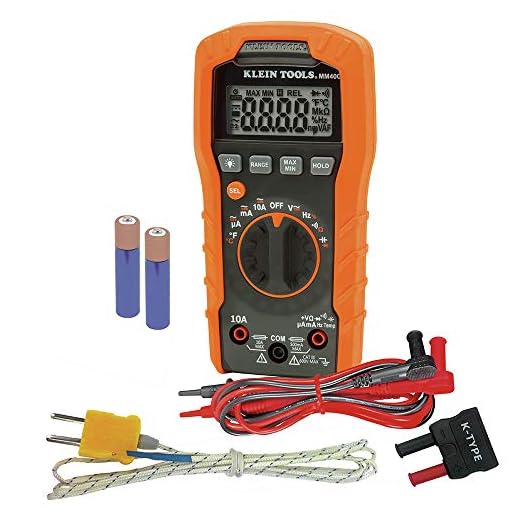 Klein Tools MM400 Multimeter, Digital Auto Ranging, AC/DC Voltage, Current, Capacitance, Frequency, Duty-Cycle, Diode, Continuity, Temp 600V