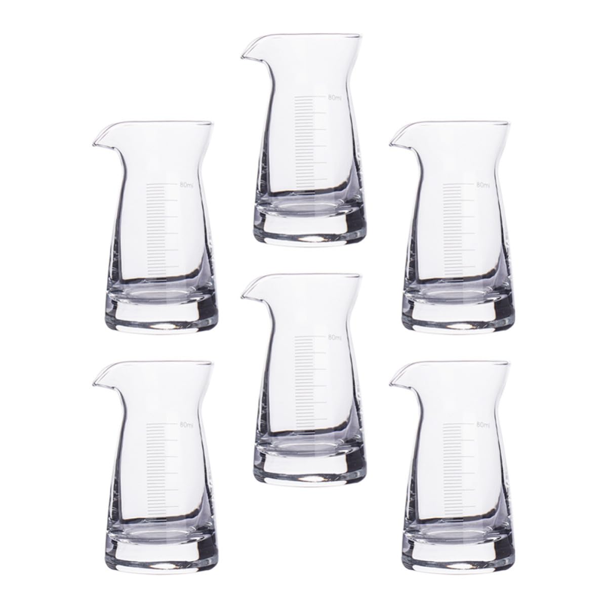 HANABASS 6 Pièces Doseur à Cocktail en Verre 80ml Graduation Précise et Facile à Lire, Accessoire Bar pour Mesurer Boissons Lors de Fêtes Maison