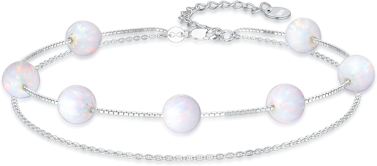 Created White Fire Opal Tennis Bracelet for Women 925 Sterling Silver,Heart Shape 12x12mm, 7+2 inch length(Adjustable 7" to 9") Birthday Gifts, Jewelry for Women, Valentine's Day-1