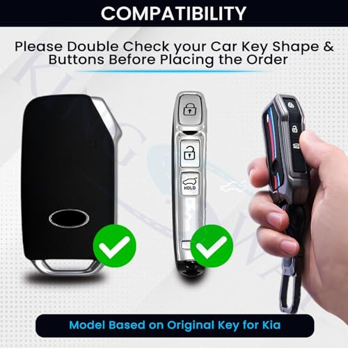 Image of KINGSWAY Kia Car Key Cover and Keychain Perfect Shape and Compatible with 3 Buttons Smart Key of All Kia Cars, Remote Key Shell, Key Case, Car Key Chain Cover, 360 Protection, Gunmetal Grey