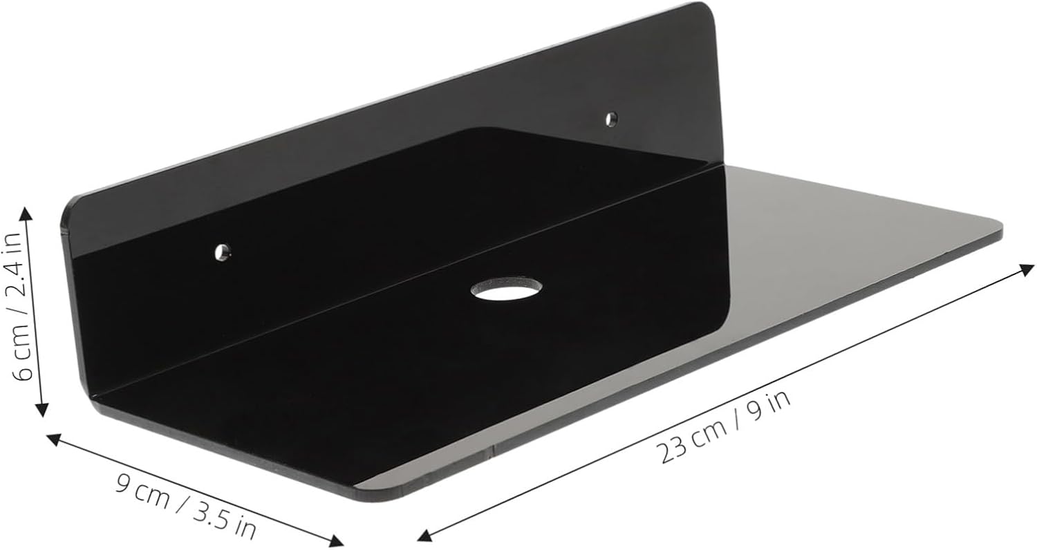 TEHAUX Wall Mounted Acrylic Storage Rack for Living Room Office Black image 2