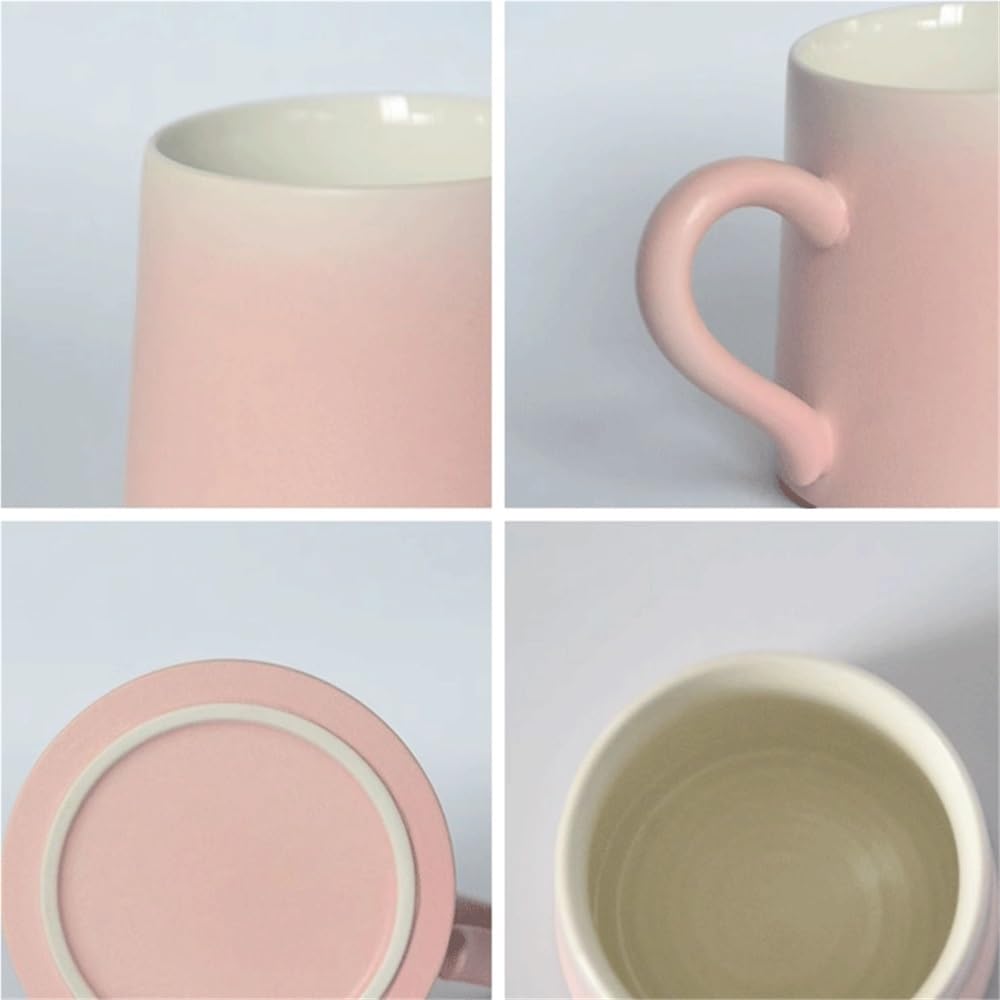 Nowoczesny styl różowy ceramiczny kubek do kawy z pokrywką, zestaw 1 pojemności 326 ml idealny do użytku domowego lub prezent dla przyjaciół na gorącą czekoladę