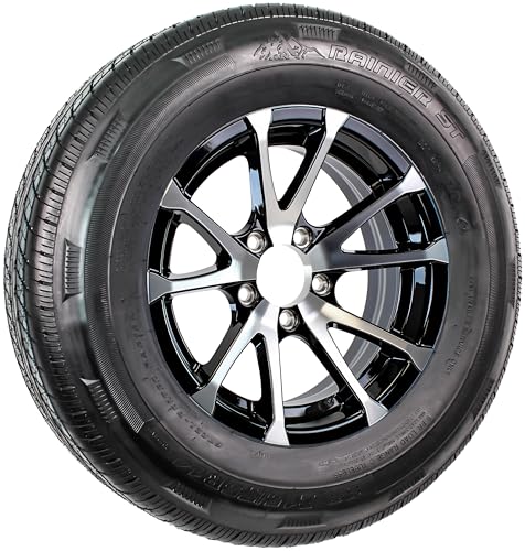 eCustomrim Radial Trailer Tire ST215/75R14 Load C 14 Inch 5 Lug On 4.5 Center Avalanche Black Aluminum Rim