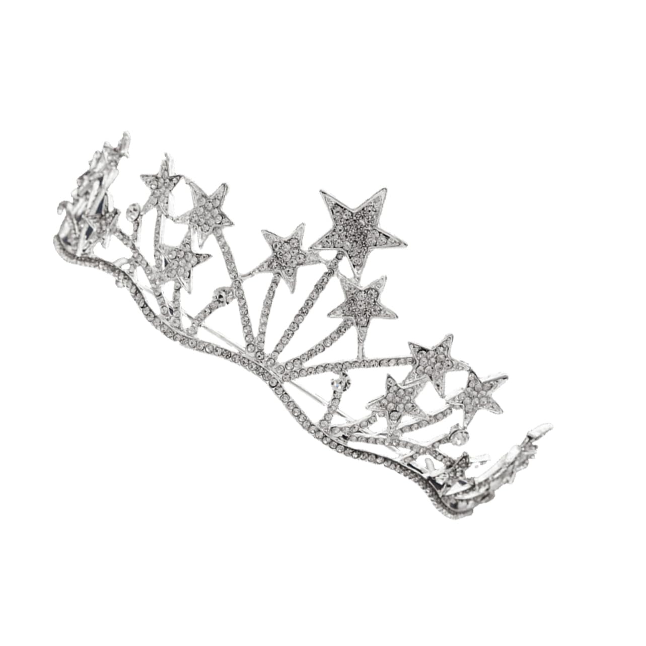 BELLIFFY Diadema De Tocados De Boda Diadema De Diamantes De Imitación De Tiara De Boda Diadema De Estrella Tiara De Pelo Tiara De Princesa De Cumpleaños Nupcial Silver
