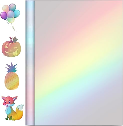 Miniatura 13 de 36 hojas de papel adhesivo holográfico transparente, láminas laminadas holográficas autoadhesivas, láminas laminadas de película con purpurina