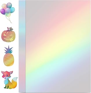 Holographic Sticker Paper, 36 Sheets Transparent Holographic Laminate Vinyl Sheets, Clear Overlay Lamination Sticker Film Self Adhesive Waterproof with Rainbow Patterns - 8.5 x 11 Inch (Laser Style)