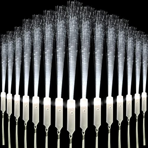 M.best 15pcs Glow Sticks LED Light up Wedding Wands, 3 Flashing Modes Glow in The Dark White Fiber Optic Wands Party Favors Supplies for Kids Birthday Wedding