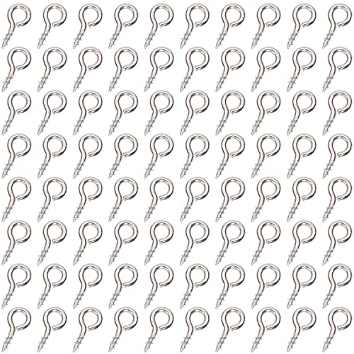 Shapenty Mini Stainless Steel Screw Eye Pin Hook Small Hoop Peg for Resin Keychain Crafts Christmas Ornaments Earring Necklace Bead Charm Jewelry Making Projects Cork Bottles, 220PCS (8x4mm)