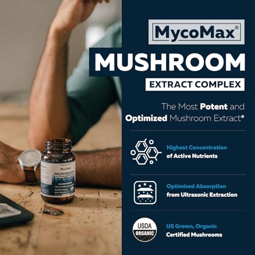 MycoMax Mushroom Complex - 70% Beta Glucans, Max Potency Mushroom Supplement, US Grown + Ultrasonic Extraction - Lions Mane, Cordyceps, Reishi & More - Cognition, Immunity, Energy - 60 capsules - Image 3