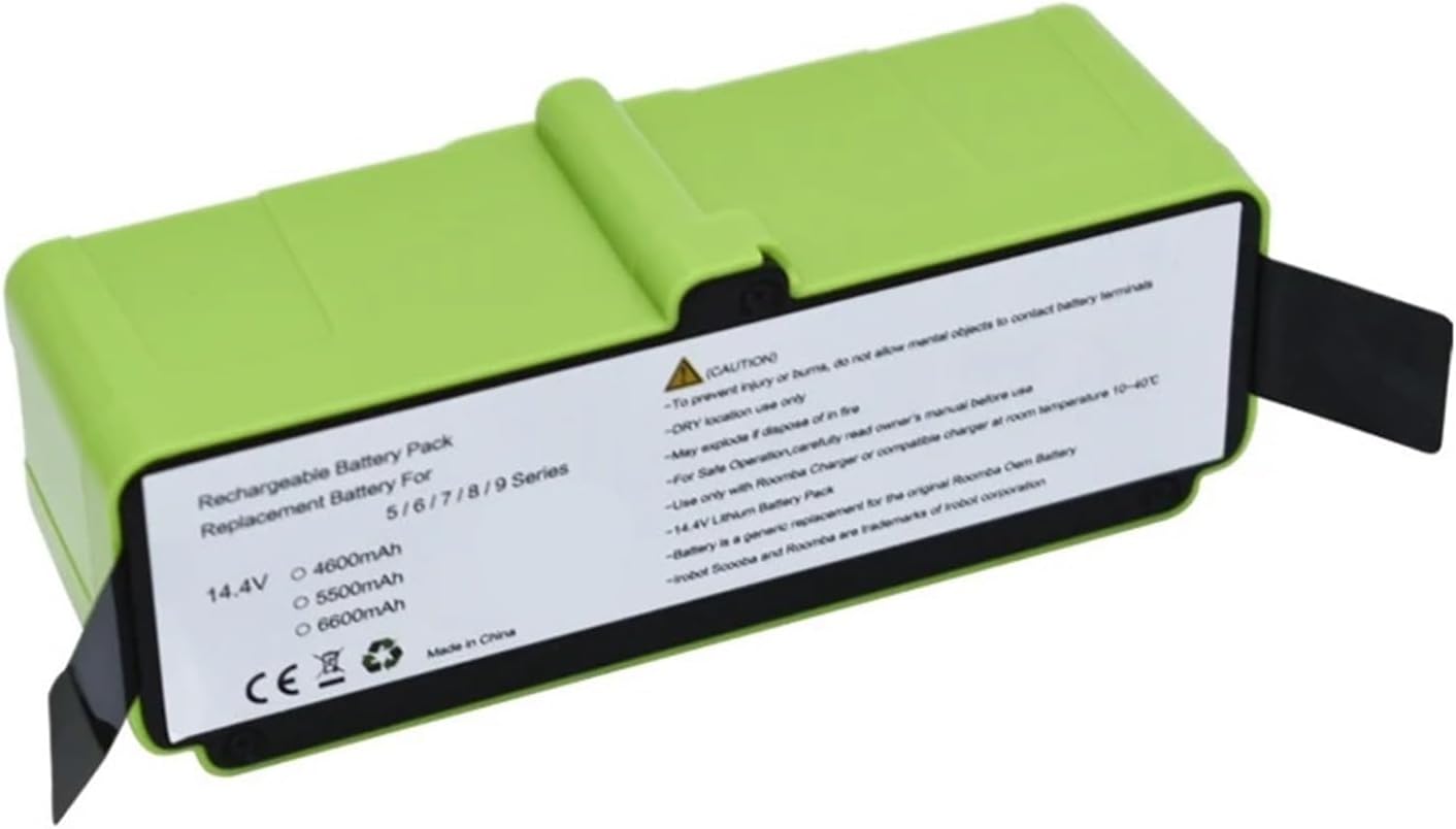 14.4V 4600/5500/6600mAh Robot Vacuum Cleaner Battery Pack, Compatible for Roomba 655 690 780 805 860 880 990 960 601 760 980, Rechargeable Lithium Battery Spare Parts(4600MAH)