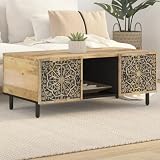 Xichuzi Mesa de Centro de Madera Maciza Mango 100x54x40 cm, Mesa Baja Salon, Mesa Centro Salon, Mesa Auxiliar, Mesa Cafe, Mesita Salon, Muebles De Salon Modernos - 358224