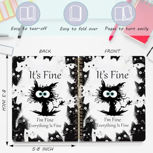 2 pcs funny cat spiral notebook cute funny gifts journaling notebooks for work college ruled notebook journal office classroom supplies motivational cat themed gifts for women coworkers