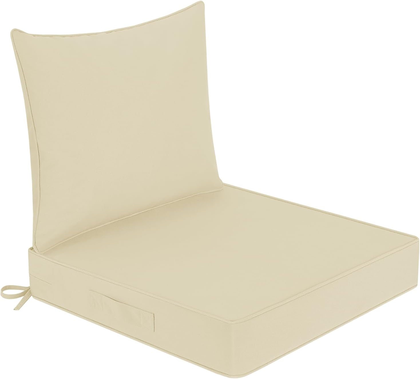 downluxe Waterproof Outdoor Chair Cushions 24x24, Outdoor Cushions for Patio Furniture with Removable Cover, Outdoor Deep Seat Patio Cushion Set with Backrest for Sofa, Couch and Patio Chairs, Beige
