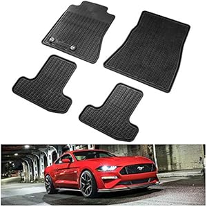 KIWI MASTER Floor Mats Compatible for 2015-2023 Ford Mustang Accessories Pony Horse Front Rear Row All Weather Mat Liners Set Black