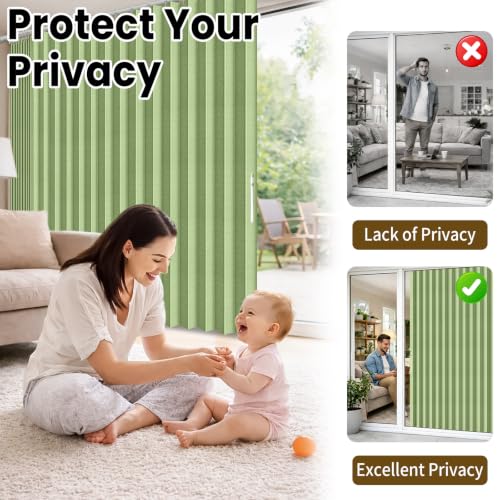 Image of AJAZZ Blackout Accordion Door Curtain 1 Panel 98 inchx78 inch Green - Magnetic Folding Room Divider, No-Drill Sliding Patio Closet