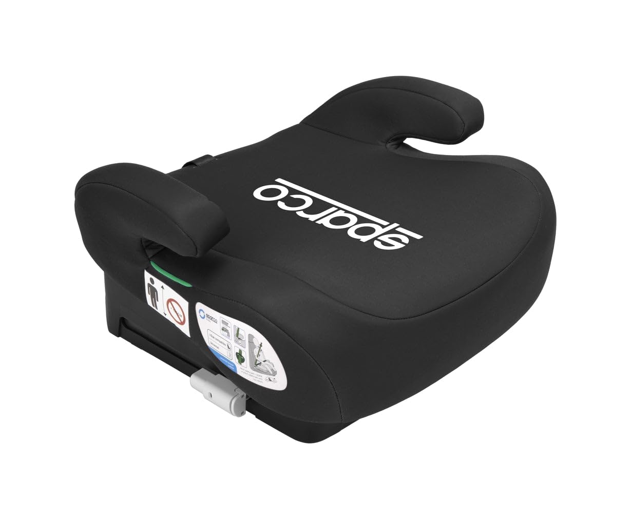 Réhausseur Auto Bas Enfant Sparco ISOFIX i-Size ECE R129 – 125 à 150 cm – Groupe 3 – Siège Voiture Sécurisé – Fixation ISOFIX – Assise Confortable – Housse Lavable – Coloris Noir