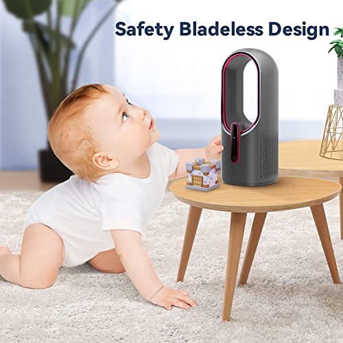 Let'me Desk Fan, 11.8 Inch Bladeless Fan 4400Mah Battery Operated Fan Small Office Fan, Usb Portable Fan With Comfy Wind, Desk Fans Mini Quiet With 3 Speeds Touch Control For Office Bedroom Dorm #TOP4