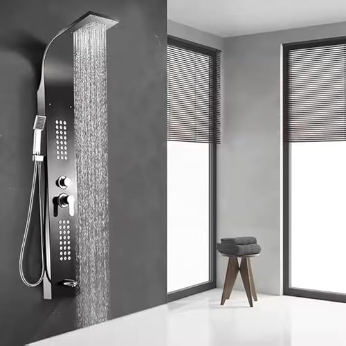 ZeeCry Shower Panel Tower System 5 in 1 Tower System with Waterfall, Body Massage Jet, Handheld Shower, Wall Mount with Hot & Cold Mixer – Stainless Steel 304