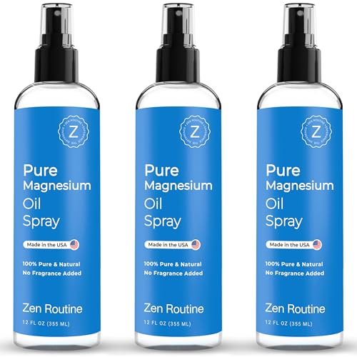 Pure Magnesium Oil Spray 12oz (3-Pack) – USP Grade Topical Magnesium for Feet, Body & Muscles – Helps with Leg Cramps, Relaxation & Recovery – Made in USA