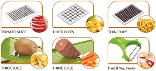 Miniatura 3 de Generic Picadora de verduras irrompible rebanadora y astilladora 6 en 1 (fácil de limpiar con botón), grande, verde