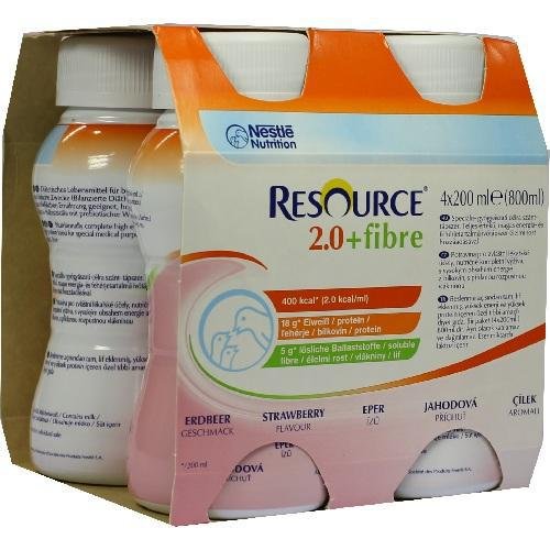 RESOURCE 2.0+fibre Erdbeere 4X200 ml