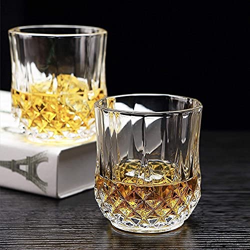 Image of Premium Crystal Whiskey Glass - 300ml, Set of 2 Pcs Old Fashioned Rocks Glass for Bourbon, Scotch & Cocktails (2, Elegant)